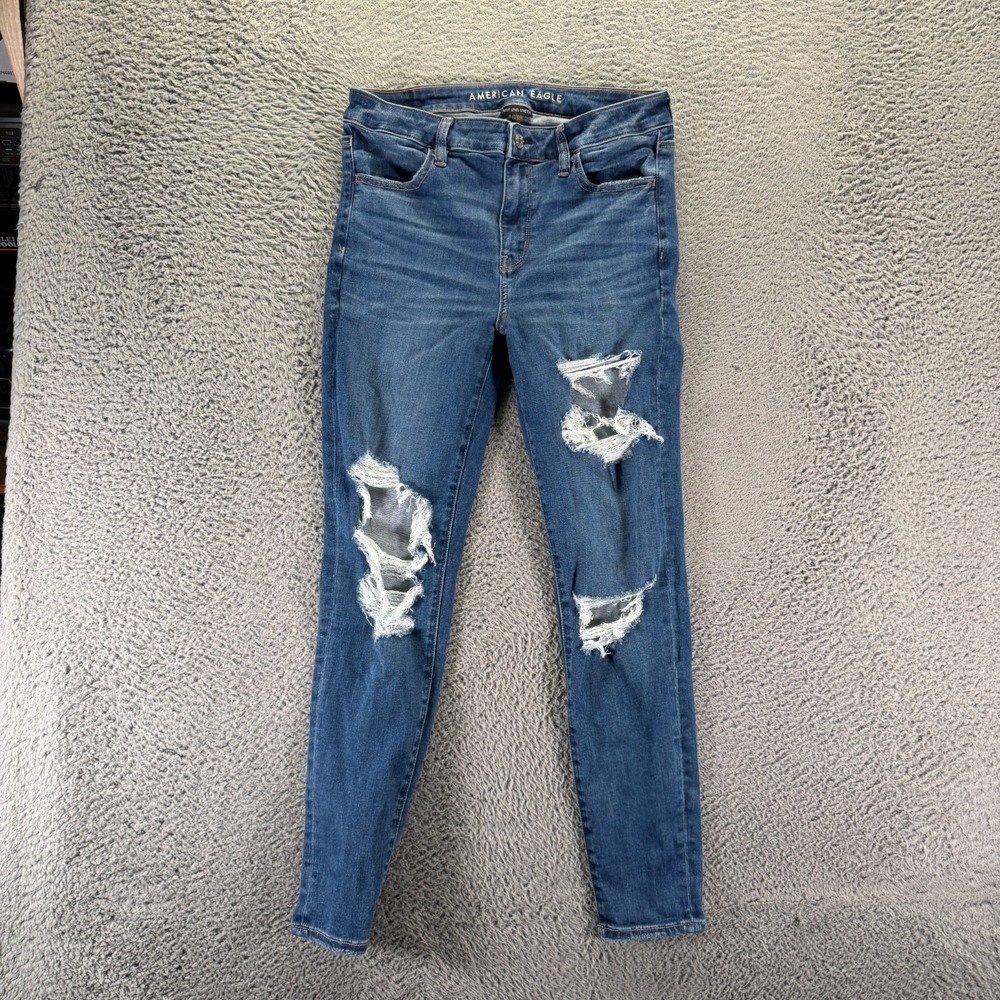 American Eagle Outfitters Next Level Jeans Women's 10 Blue Cotton Denim Jegging